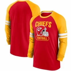 Men's Kansas City Chiefs Nike Red/Gold Throwback Raglan Long Sleeve T-Shirt -NFL fanshirt Shop gold kansas city chiefs throwback raglan long sleeve t shirt pi4183000 altimages ff 4183810 77a3a47b84de007f5c02alt1 full