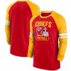 Men's Kansas City Chiefs Nike Red/Gold Throwback Raglan Long Sleeve T-Shirt -NFL fanshirt Shop gold kansas city chiefs throwback raglan long sleeve t shirt pi4183000 ff 4183810 77a3a47b84de007f5c02 full