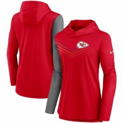 Women's Kansas City Chiefs Nike Red/Heathered Charcoal Chevron Hoodie Performance Long Sleeve T-Shirt -NFL fanshirt Shop heathered charcoal kansas city chiefs chevron hoodie performance long sleeve t shirt pi4098000 altimages ff 4098659 946bbab50a4ff610ef29alt1 full