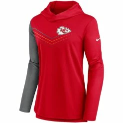 Women's Kansas City Chiefs Nike Red/Heathered Charcoal Chevron Hoodie Performance Long Sleeve T-Shirt -NFL fanshirt Shop heathered charcoal kansas city chiefs chevron hoodie performance long sleeve t shirt pi4098000 altimages ff 4098659 946bbab50a4ff610ef29alt2 full