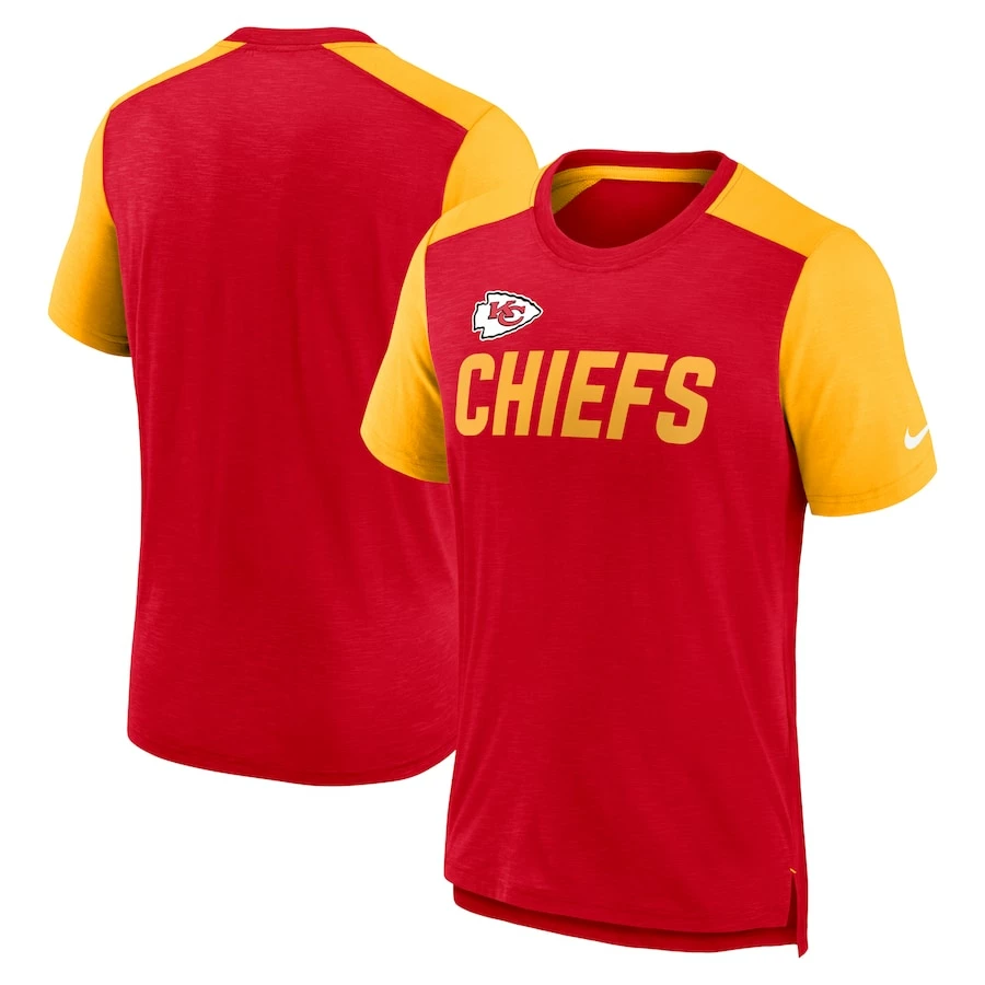 Men's Kansas City Chiefs Nike Heathered Red/Heathered Gold Color Block Team Name T-Shirt 4 Men's Kansas City Chiefs Nike Heathered Red/Heathered Gold Color Block Team Name T-Shirt – Bild 2