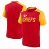 Men's Kansas City Chiefs Nike Heathered Red/Heathered Gold Color Block Team Name T-Shirt