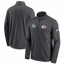 Men's Kansas City Chiefs Nike Anthracite Super Bowl LVII Champions Pacer Half-Zip Pullover Top