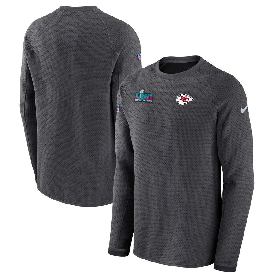 Men's Kansas City Chiefs Nike Anthracite Super Bowl LVII Opening Night Performance Pullover Sweatshirt 3 Men's Kansas City Chiefs Nike Anthracite Super Bowl LVII Opening Night Performance Pullover Sweatshirt