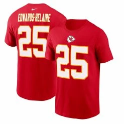 Men's Kansas City Chiefs Clyde Edwards-Helaire Nike Red Player Name & Number T-Shirt