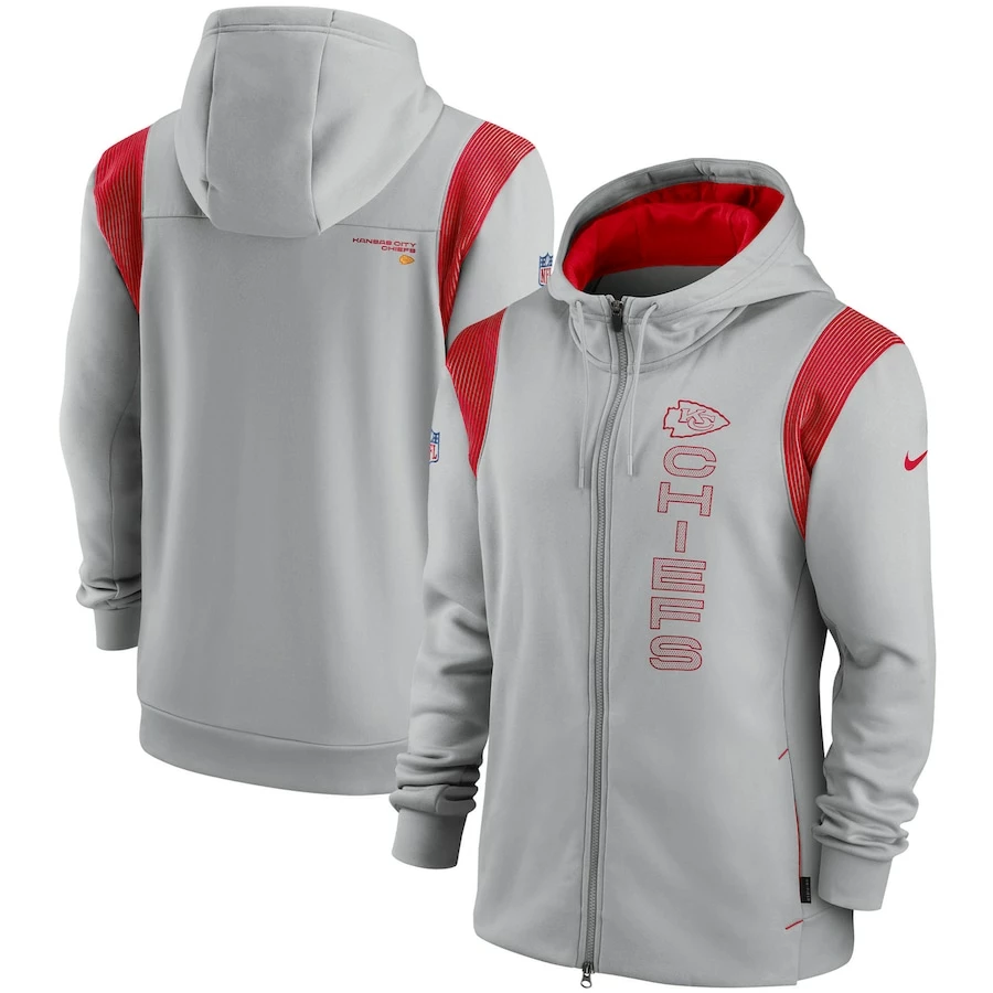 Men's Kansas City Chiefs Nike Gray Sideline Team Performance Full-Zip Hoodie 4 Men's Kansas City Chiefs Nike Gray Sideline Team Performance Full-Zip Hoodie – Bild 2