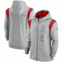 Men's Kansas City Chiefs Nike Gray Sideline Team Performance Full-Zip Hoodie