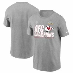 Men's Kansas City Chiefs Nike Heather Gray 2020 AFC Champions Locker Room Trophy Collection T-Shirt