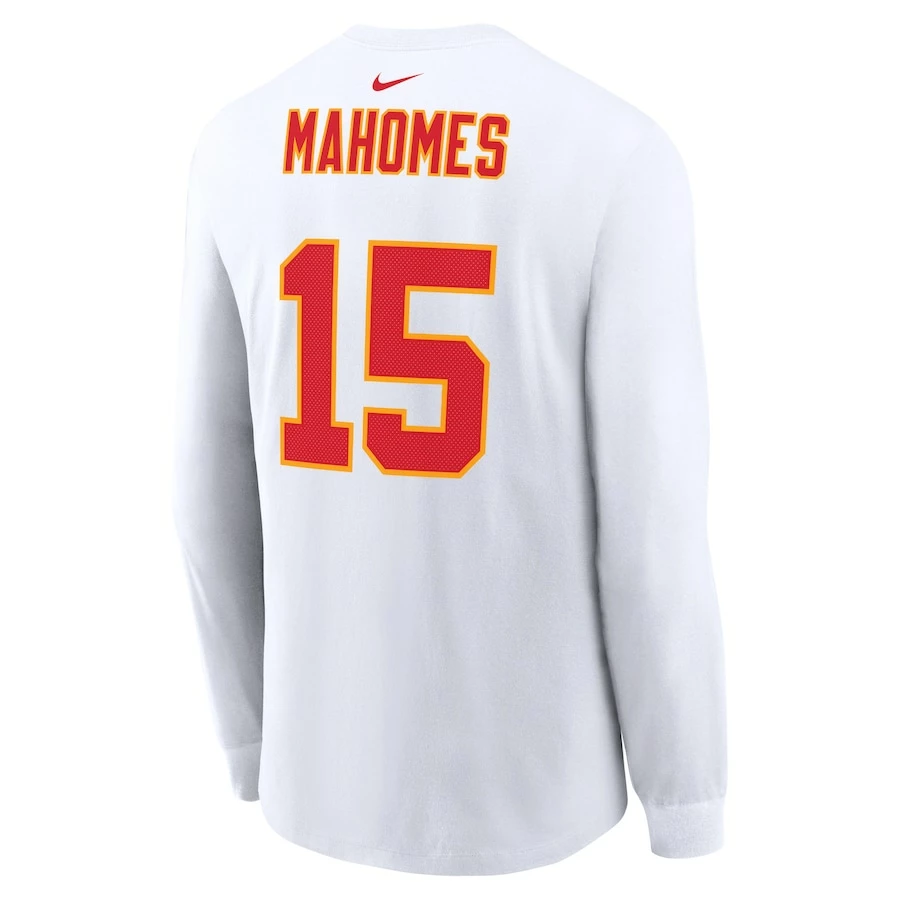 Men's Kansas City Chiefs Patrick Mahomes Nike White Super Bowl LVII Name & Number Long Sleeve T-Shirt 6 Men's Kansas City Chiefs Patrick Mahomes Nike White Super Bowl LVII Name & Number Long Sleeve T-Shirt – Bild 4