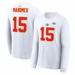 Men's Kansas City Chiefs Patrick Mahomes Nike White Super Bowl LVII Name & Number Long Sleeve T-Shirt