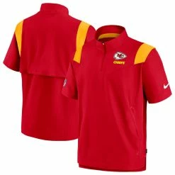 Men's Kansas City Chiefs Nike Red Sideline Coaches Chevron Lockup Pullover Top