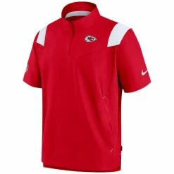 Men's Kansas City Chiefs Nike Red Sideline Coaches Short Sleeve Quarter-Zip Jacket -NFL fanshirt Shop mens nike red kansas city chiefs sideline coaches short sleeve quarter zip jacket pi4047000 altimages ff 4047669 417fabcd68e1c9726f1calt2 full