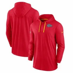 Men's Kansas City Chiefs Nike Red Sideline Pop Performance Pullover Long Sleeve Hoodie T-Shirt
