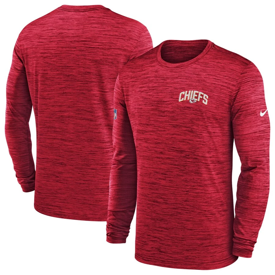 Men's Kansas City Chiefs Nike Red Sideline Velocity Athletic Stack Performance Long Sleeve T-Shirt 3 Men's Kansas City Chiefs Nike Red Sideline Velocity Athletic Stack Performance Long Sleeve T-Shirt