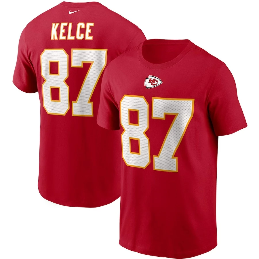 Men's Kansas City Chiefs Travis Kelce Nike Red Name & Number T-Shirt 4 Men's Kansas City Chiefs Travis Kelce Nike Red Name & Number T-Shirt – Bild 2
