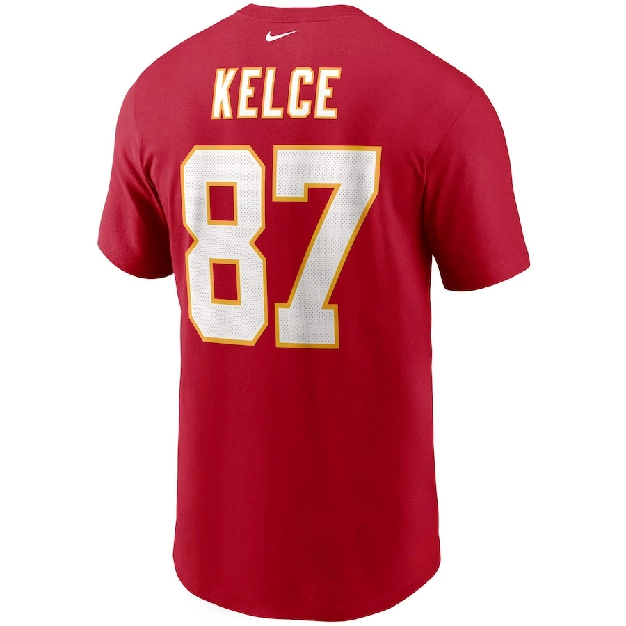 Men's Kansas City Chiefs Travis Kelce Nike Red Name & Number T-Shirt 6 Men's Kansas City Chiefs Travis Kelce Nike Red Name & Number T-Shirt – Bild 4