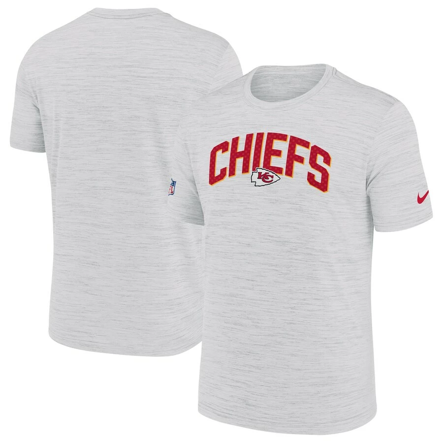 Men's Kansas City Chiefs Nike White Sideline Velocity Athletic Stack Performance T-Shirt 3 Men's Kansas City Chiefs Nike White Sideline Velocity Athletic Stack Performance T-Shirt