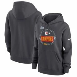Women's Kansas City Chiefs Nike Anthracite Super Bowl LVII Champions Locker Room Trophy Collection Pullover Hoodie