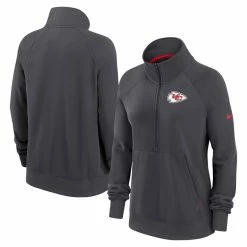 Women's Kansas City Chiefs Nike Charcoal Premium Raglan Performance Half-Zip Sweatshirt