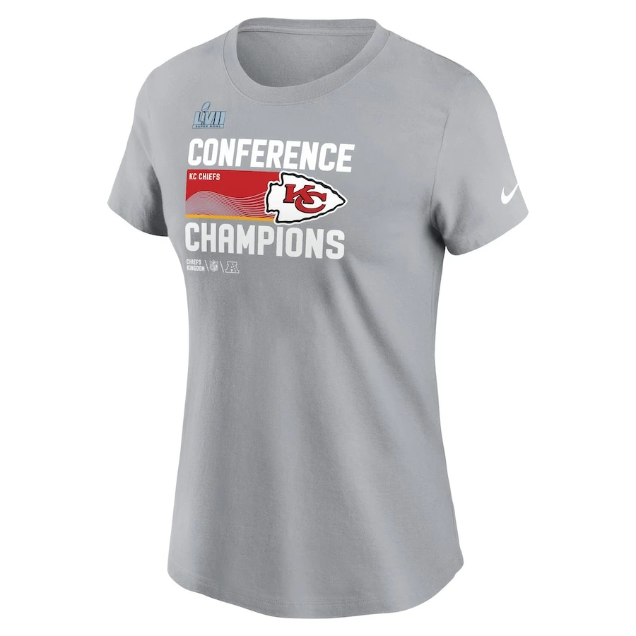 Women's Kansas City Chiefs Nike Gray 2022 AFC Champions Locker Room Trophy Collection T-Shirt 5 Women's Kansas City Chiefs Nike Gray 2022 AFC Champions Locker Room Trophy Collection T-Shirt – Bild 3