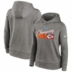 Women's Kansas City Chiefs Nike Gray Super Bowl LVII Champions Iconic Fleece Pullover Hoodie