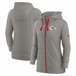 Women's Kansas City Chiefs Nike Heather Charcoal Gym Vintage Full-Zip Hoodie