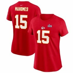 Women's Kansas City Chiefs Patrick Mahomes Nike Red Super Bowl LVII Name & Number T-Shirt