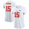 Women's Kansas City Chiefs Patrick Mahomes Nike White Super Bowl LVII Name & Number T-Shirt