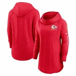 Women's Kansas City Chiefs Nike Red Minimal Statement Raglan Funnel Neck Pullover Hoodie