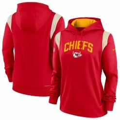 Women's Kansas City Chiefs Nike Red Sideline Stack Performance Pullover Hoodie