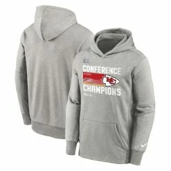 Youth Kansas City Chiefs Nike Gray 2022 AFC Champions Locker Room Trophy Collection Pullover Hoodie