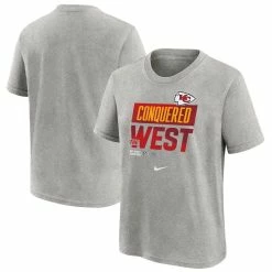 Youth Kansas City Chiefs Nike Heather Gray 2022 AFC West Division Champions Locker Room Trophy Collection T-Shirt