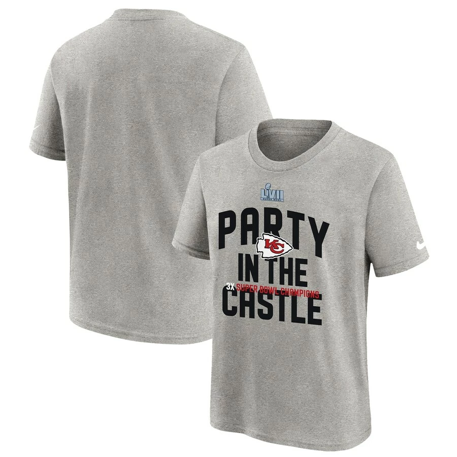 Youth Kansas City Chiefs Nike Heather Gray Super Bowl LVII Champions Parade T-Shirt 3 Youth Kansas City Chiefs Nike Heather Gray Super Bowl LVII Champions Parade T-Shirt