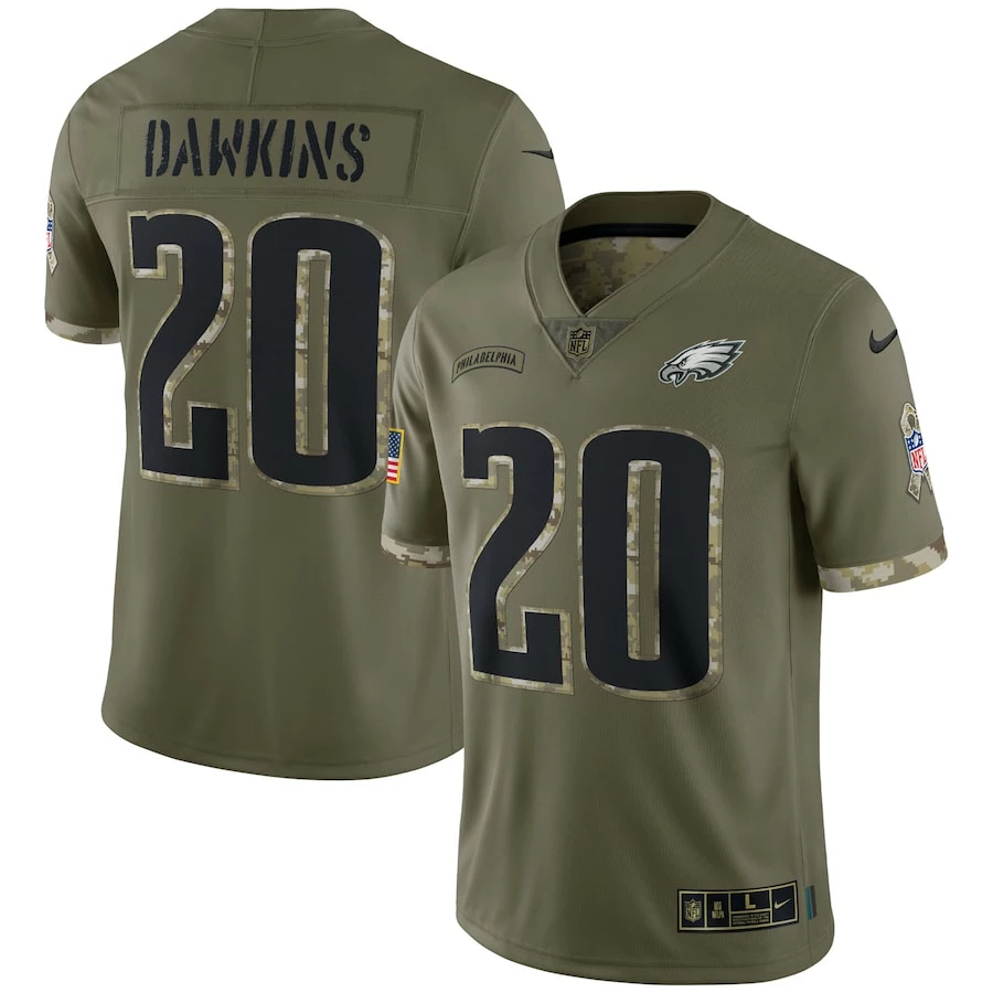 Men's Philadelphia Eagles Brian Dawkins Nike Olive 2022 Salute To Service Retired Player Limited Jersey 4 Men's Philadelphia Eagles Brian Dawkins Nike Olive 2022 Salute To Service Retired Player Limited Jersey – Bild 2