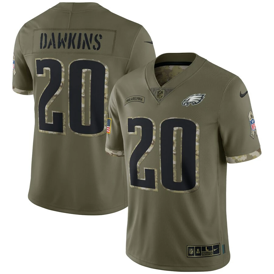 Men's Philadelphia Eagles Brian Dawkins Nike Olive 2022 Salute To Service Retired Player Limited Jersey 3 Men's Philadelphia Eagles Brian Dawkins Nike Olive 2022 Salute To Service Retired Player Limited Jersey