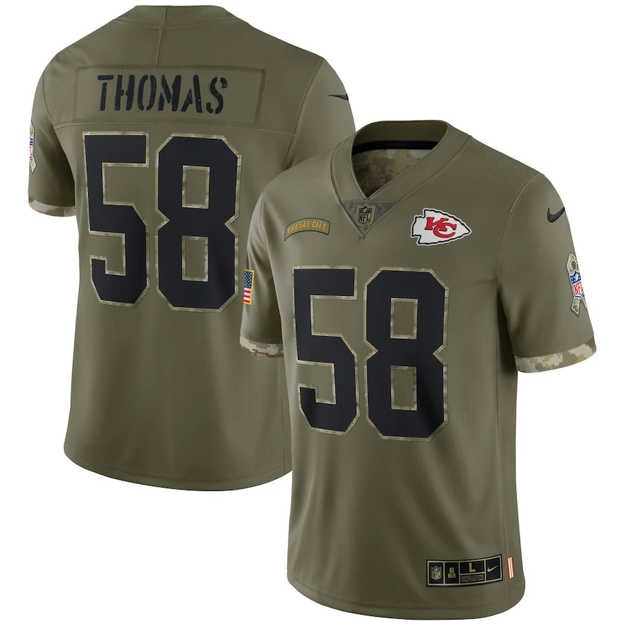 Men's Kansas City Chiefs Derrick Thomas Nike Olive 2022 Salute To Service Retired Player Limited Jersey 4 Men's Kansas City Chiefs Derrick Thomas Nike Olive 2022 Salute To Service Retired Player Limited Jersey – Bild 2