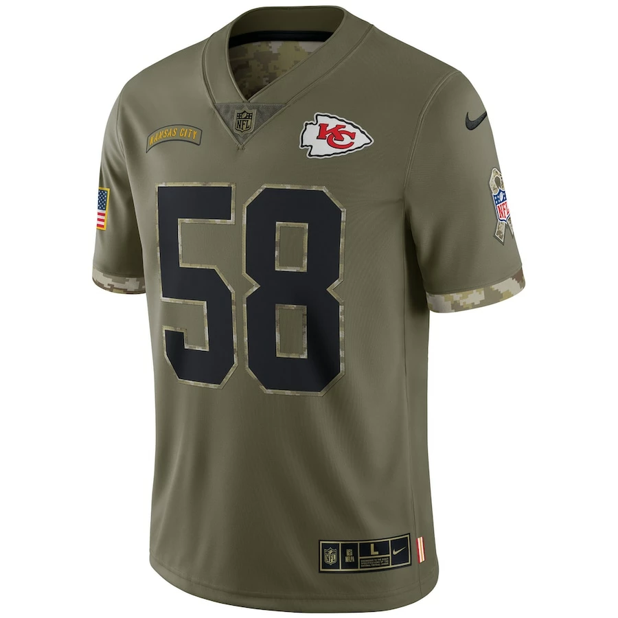 Men's Kansas City Chiefs Derrick Thomas Nike Olive 2022 Salute To Service Retired Player Limited Jersey 5 Men's Kansas City Chiefs Derrick Thomas Nike Olive 2022 Salute To Service Retired Player Limited Jersey – Bild 3