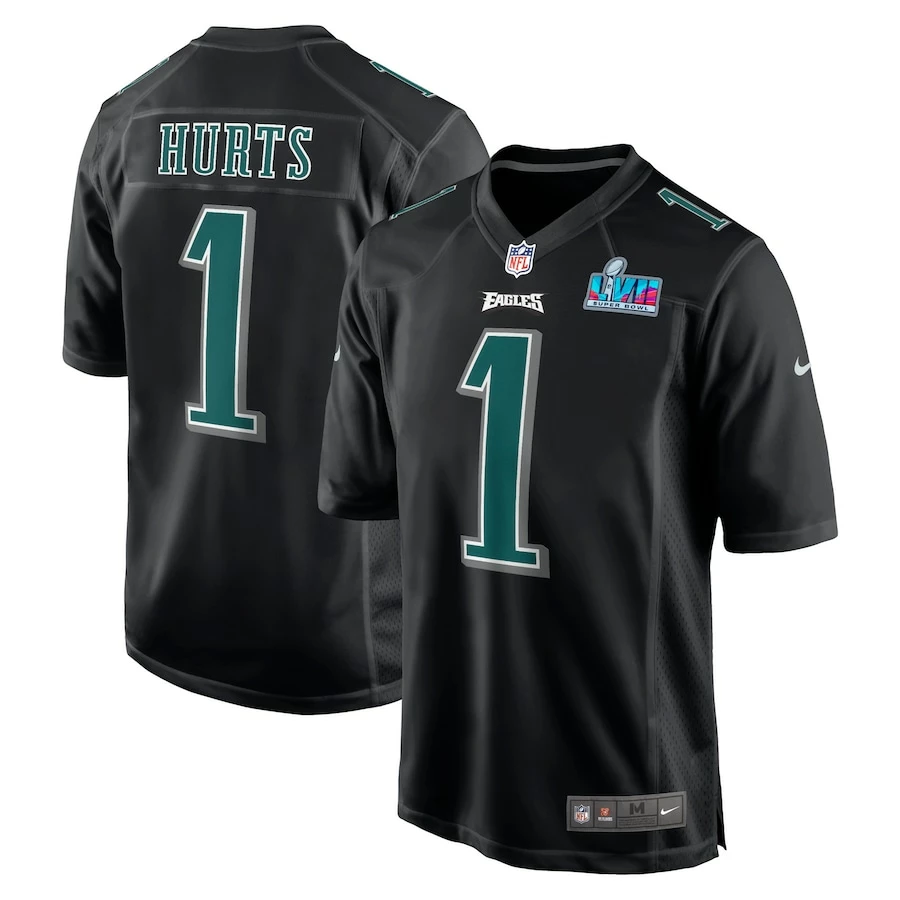 Men's Philadelphia Eagles Jalen Hurts Nike Black Super Bowl LVII Patch Fashion Game Jersey 4 Men's Philadelphia Eagles Jalen Hurts Nike Black Super Bowl LVII Patch Fashion Game Jersey – Bild 2
