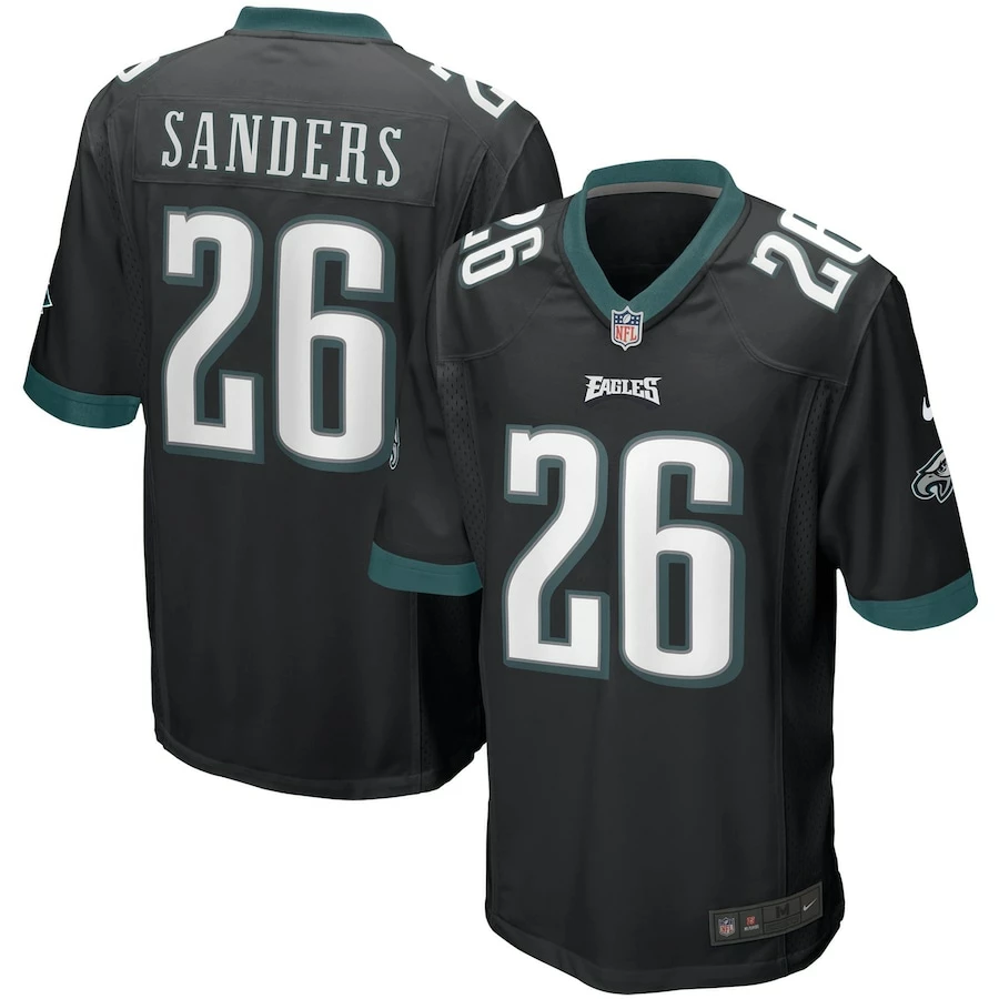 Men's Philadelphia Eagles Miles Sanders Nike Black Game Jersey 4 Men's Philadelphia Eagles Miles Sanders Nike Black Game Jersey – Bild 2