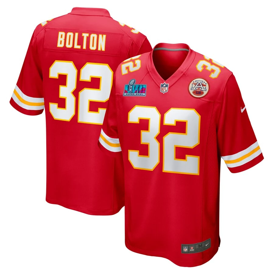 Men's Kansas City Chiefs Nick Bolton Nike Red Super Bowl LVII Patch Game Jersey 3 Men's Kansas City Chiefs Nick Bolton Nike Red Super Bowl LVII Patch Game Jersey