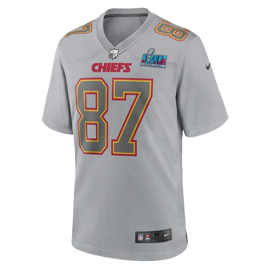 Men's Kansas City Chiefs Travis Kelce Nike Gray Super Bowl LVII Patch Atmosphere Fashion Game Jersey 5 Men's Kansas City Chiefs Travis Kelce Nike Gray Super Bowl LVII Patch Atmosphere Fashion Game Jersey – Bild 3