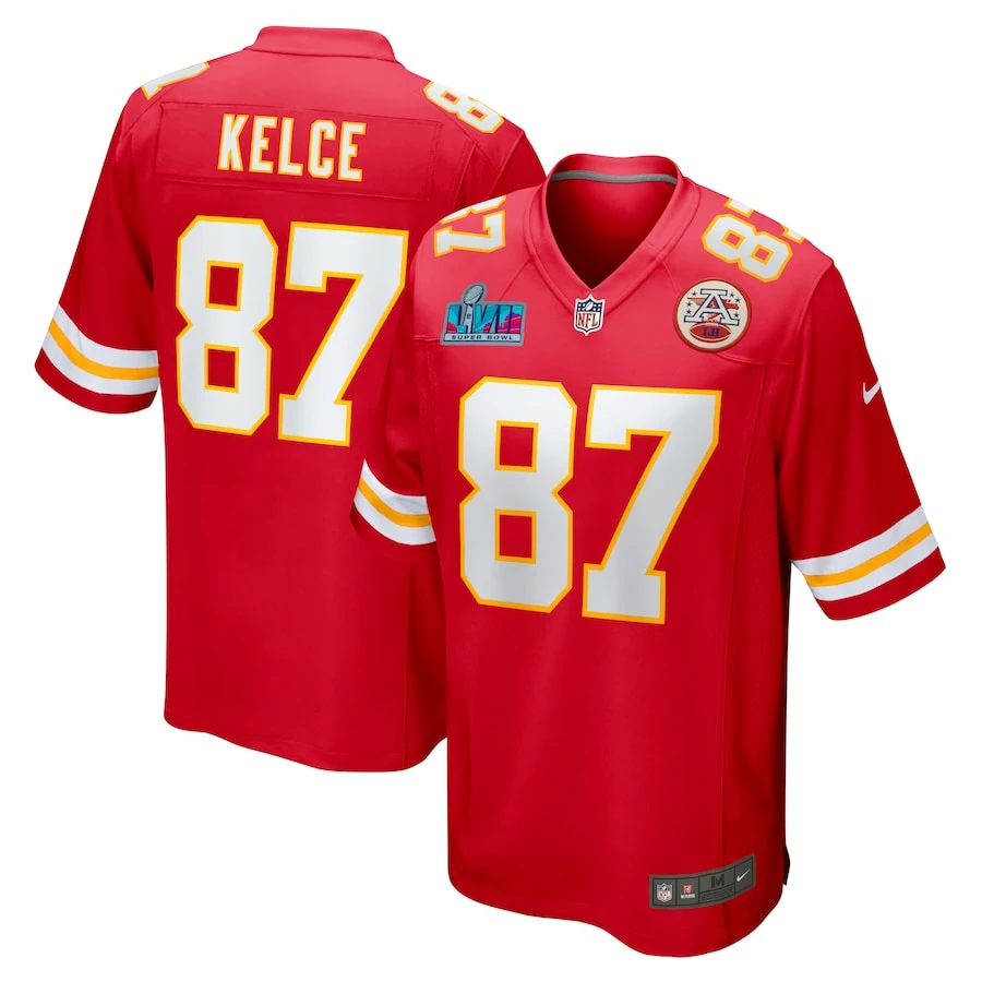 Men's Kansas City Chiefs Travis Kelce Nike Red Super Bowl LVII Patch Game Jersey 4 Men's Kansas City Chiefs Travis Kelce Nike Red Super Bowl LVII Patch Game Jersey – Bild 2