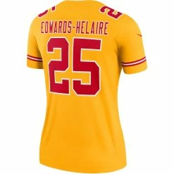 Women's Kansas City Chiefs Clyde Edwards-Helaire Nike Gold Inverted Legend Jersey -NFL fanshirt Shop womens nike clyde edwards helaire gold kansas city chiefs inverted legend jersey pi4132000 altimages ff 4132589 77572b67109adb2bde99alt3 full
