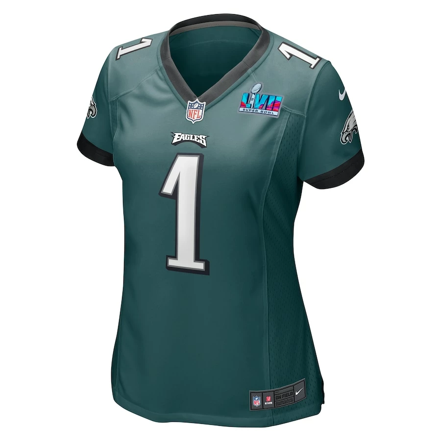 Women's Philadelphia Eagles Jalen Hurts Nike Midnight Green Super Bowl LVII Patch Game Jersey 5 Women's Philadelphia Eagles Jalen Hurts Nike Midnight Green Super Bowl LVII Patch Game Jersey – Bild 3
