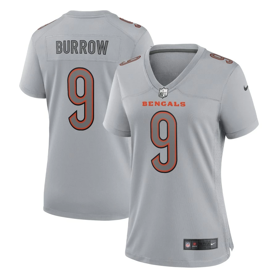 Women's Cincinnati Bengals Joe Burrow Nike Gray Atmosphere Fashion Game Jersey 2 Women's Cincinnati Bengals Joe Burrow Nike Gray Atmosphere Fashion Game Jersey