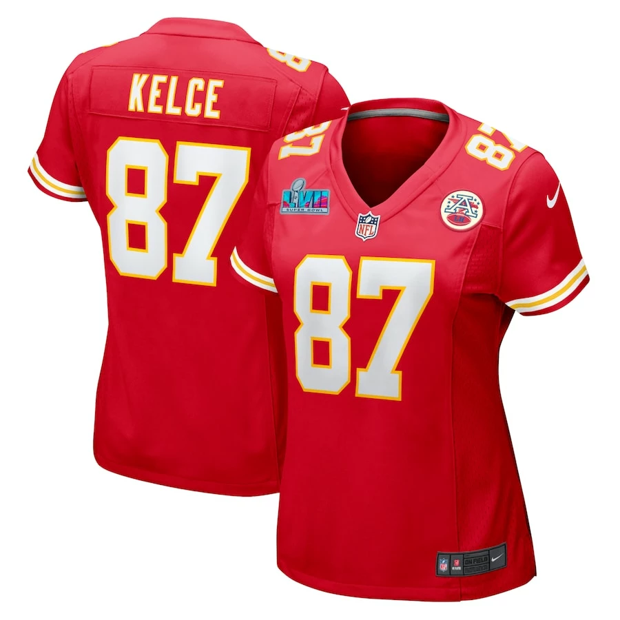 Women's Kansas City Chiefs Travis Kelce Nike Red Super Bowl LVII Patch Game Jersey 4 Women's Kansas City Chiefs Travis Kelce Nike Red Super Bowl LVII Patch Game Jersey – Bild 2