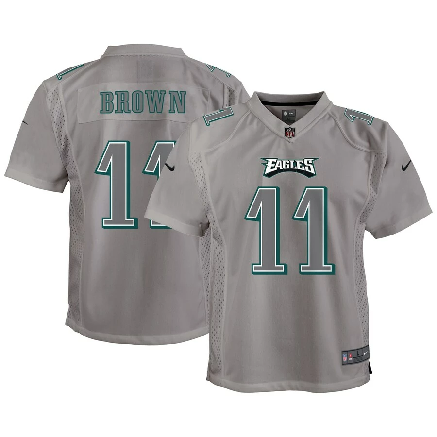 Youth Philadelphia Eagles A.J. Brown Nike Gray Atmosphere Game Jersey 3 Youth Philadelphia Eagles A.J. Brown Nike Gray Atmosphere Game Jersey
