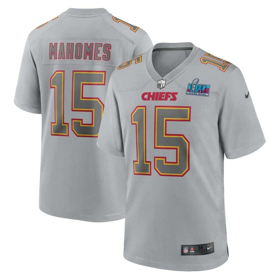Youth Kansas City Chiefs Patrick Mahomes Nike Gray Super Bowl LVII Patch Atmosphere Fashion Game Jersey 3 Youth Kansas City Chiefs Patrick Mahomes Nike Gray Super Bowl LVII Patch Atmosphere Fashion Game Jersey